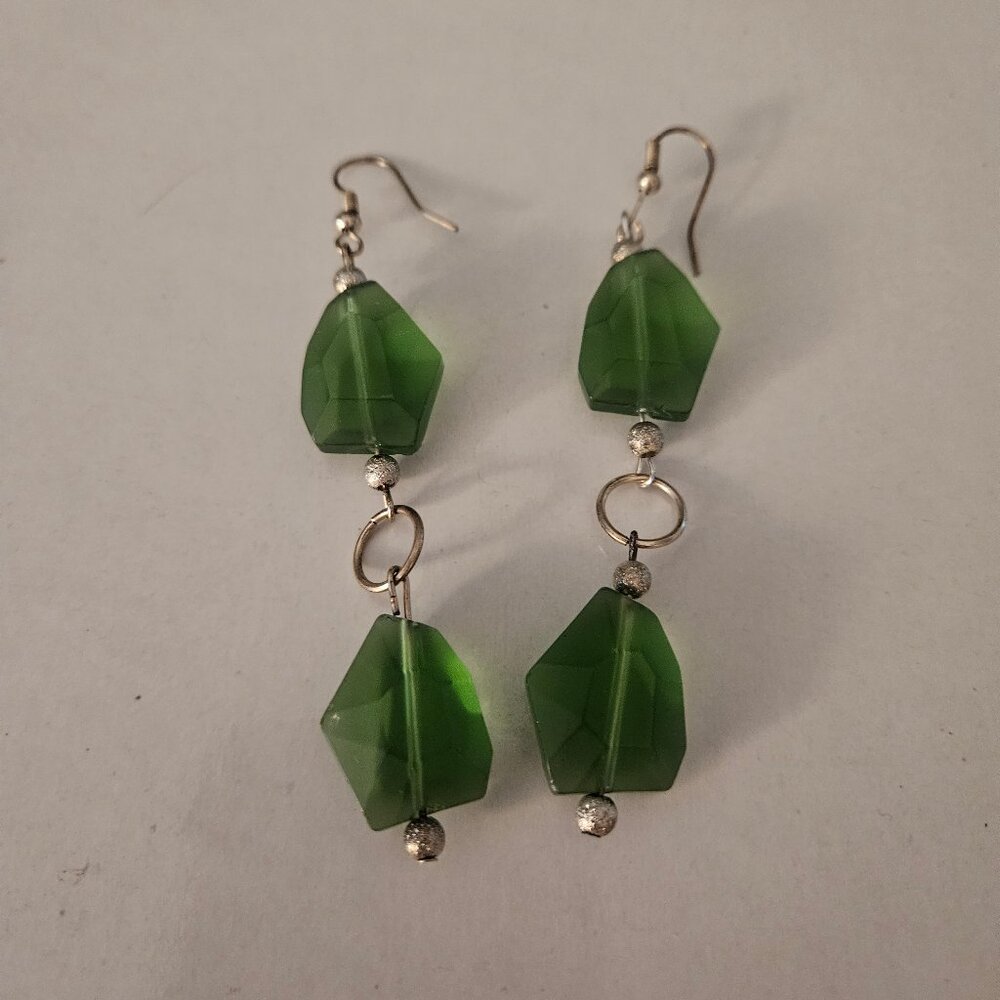 Green Sea Glass Earrings